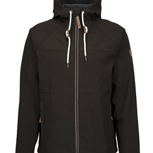 Brigg 3/4 soft shell jack zwart met capuchon