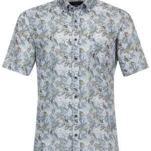Casa Moda overhemd korte mouw blauw design button down