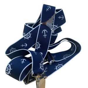 Het Broekenpaleis extra lange bretels blauw met anker