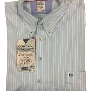 Giordano overhemd lange mouw blauw en wit 7XL
