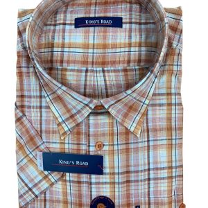 King’s Road overhemd korte mouw oranje ruit 5XL
