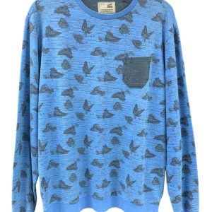 No Excess sweater blauw met vlinders design