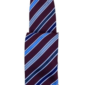 Stropdas bordeauxrood, blauw en grijs design