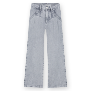Homage Kids pleated jeans wide leg spijkerbroek lichtgrijs