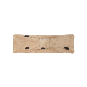 House of Jamie bow tie headband sesame granite dots hoofdband haarband badstof beige lichtbruin met grijze stippen