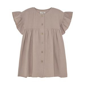 Huttelihut jurk muslin moon rock rozebruin