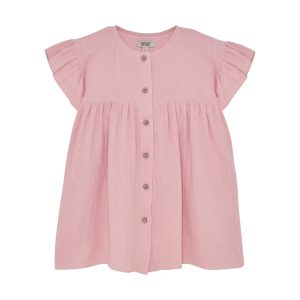 Huttelihut jurk muslin pale mauve roze