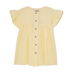 Huttelihut jurk muslin double cream geel