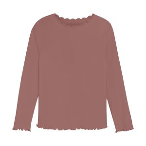 Huttelihut t-shirt ls rib met kant burlwood roze