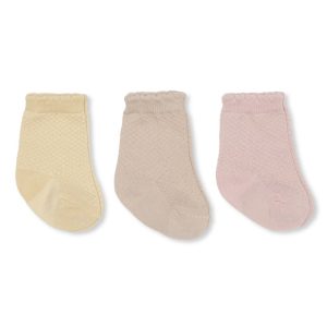 Konges Slojd 3-pack pointelle socks rose smoke sokken creme/roze