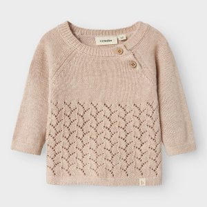 Lil Atelier Olga gebreide baby trui lichtbruin
