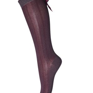 MP Denmark knee Gabby bow dark grape kniekous kous kant strik paars aubergine bordeaux